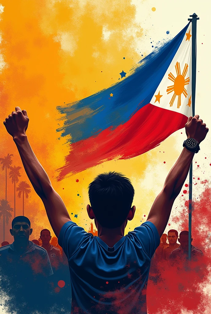 Wikang mapaglaya filipino Poster Making a filipino flag in the middle 