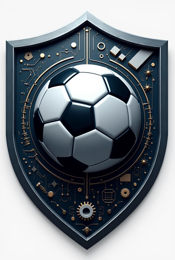 Create a shield that relates engineering to soccer.