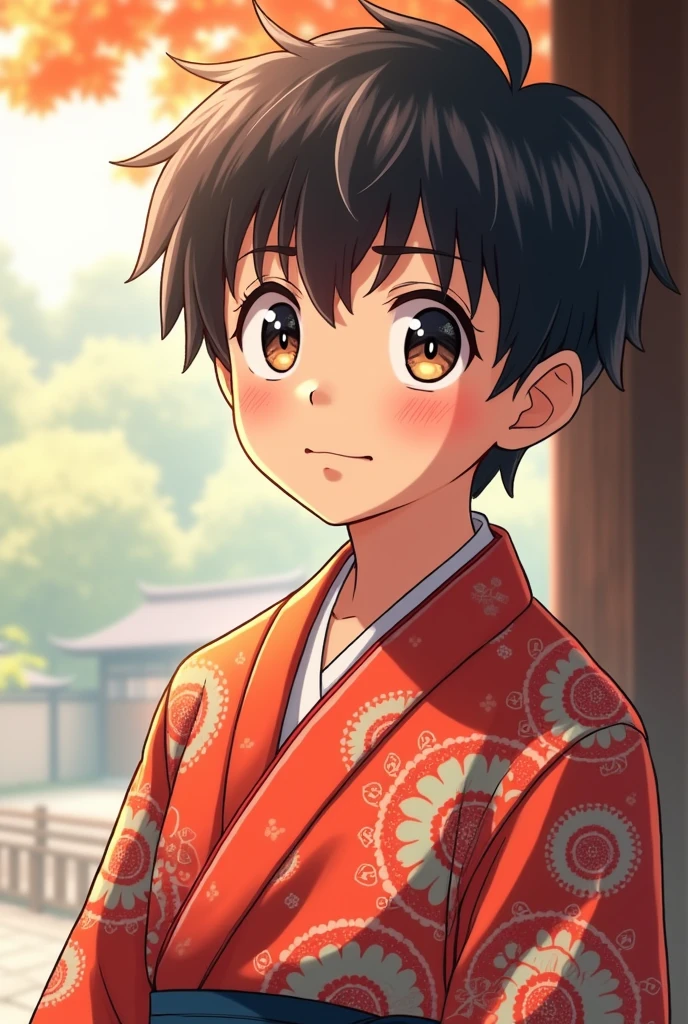 An animated anime style Japanese man in a yukata looking at the viewer