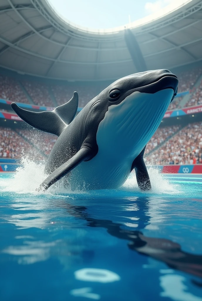 Whale running 100 meters Olympic games 