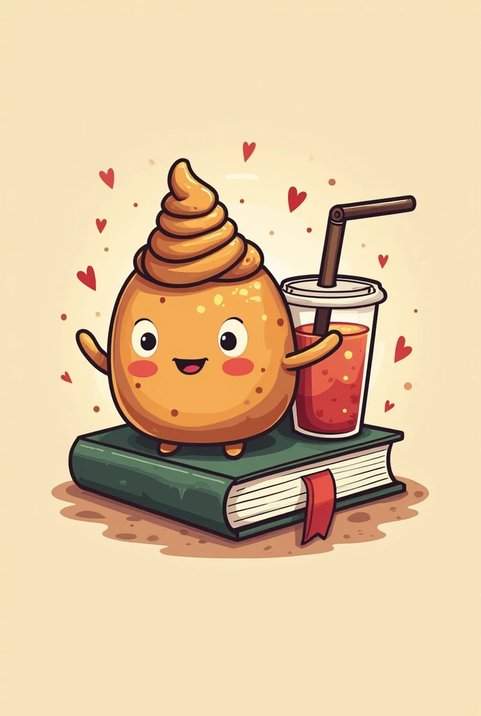 Create a logo with a snack, a drink and a bookmark