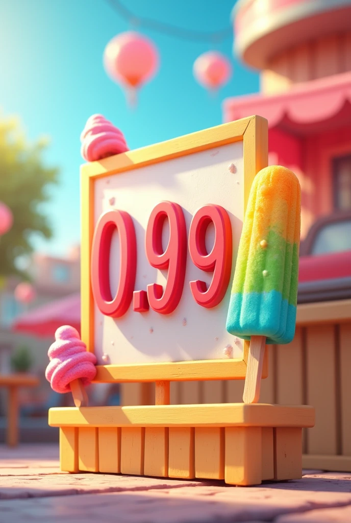 Sign with popsicles next to the price of 0.99