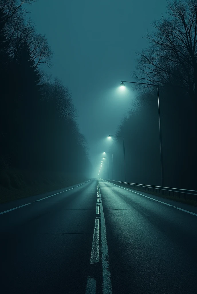 Haunted road on a highway at night