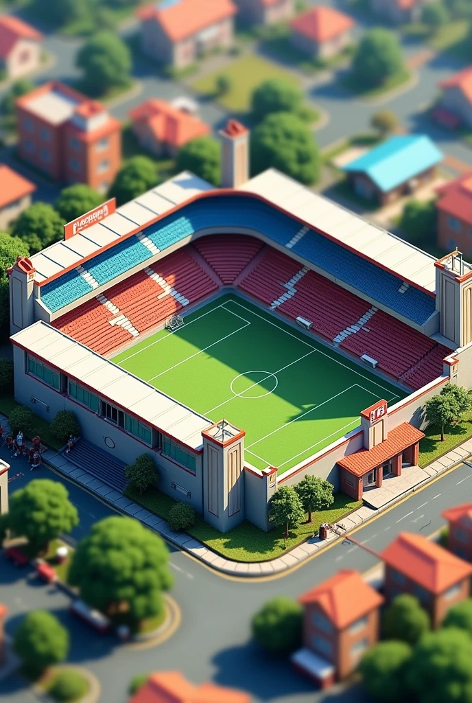 A small and modest football stadium that is very realistic, for a team called "San Pilines FC"