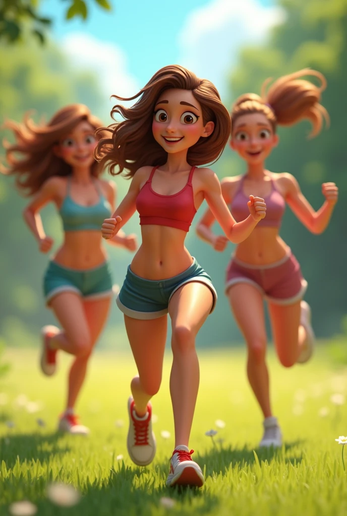 Sporty girls in summer animated busty naked