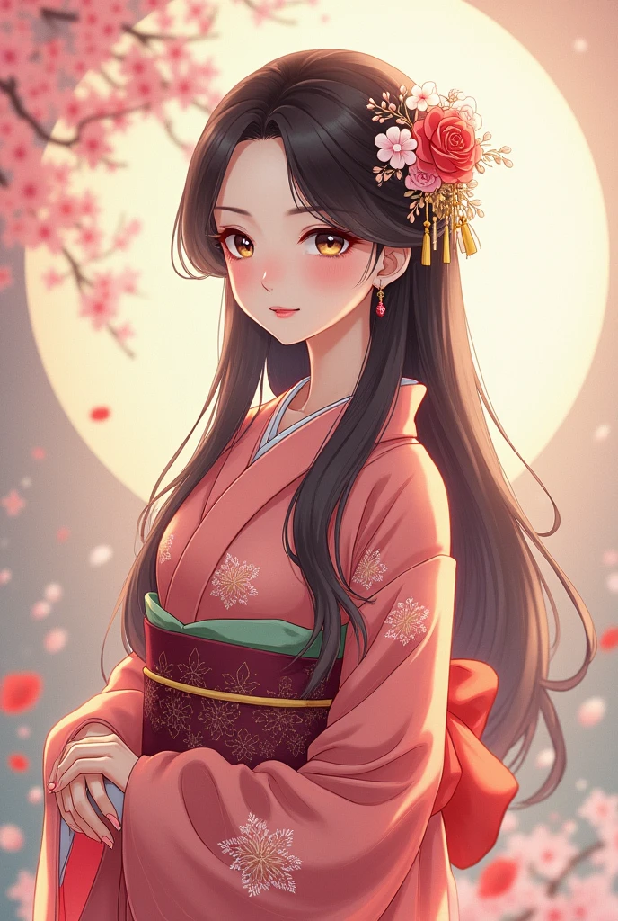Japanese women　kimono　Light novel style　beautiful girl