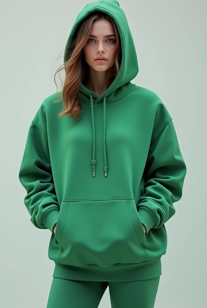 Warmer jersey long sleeves with hoodie lay out design with back and front color green