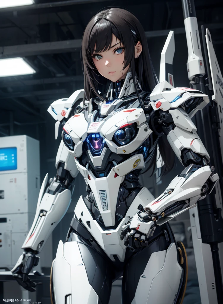 Textured skin, Super Detail, Attention to detail, high quality, 最high quality, High resolution, 1080P, hard disk, beautiful,(cyborg),(Missiles fired from the chest),(Machine guns in both hands),beautifulcyborg女性,メカcyborgガール,BATTLE MODE,Girl with a mechanical body,彼女は武器を持った戦闘用cyborgメカを身に着けている,((Cyber Bed Phone:1.3))、((Mechanical Bed Gear:1.3))