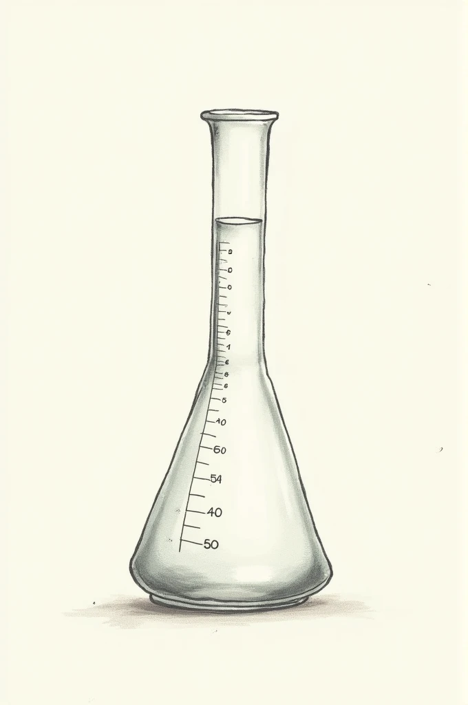 Generate a drawing that looks like it was hand-drawn with a pen, the graduated cylinder glassware