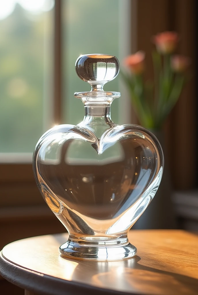 Real heart shaped glass bottle