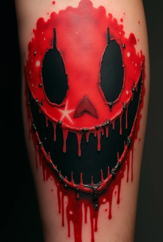 I would like a comic book tattoo "the watchman", the comedian's happy face
Only in red and black colors
It can generate the perception of madness, Maybe something like emo