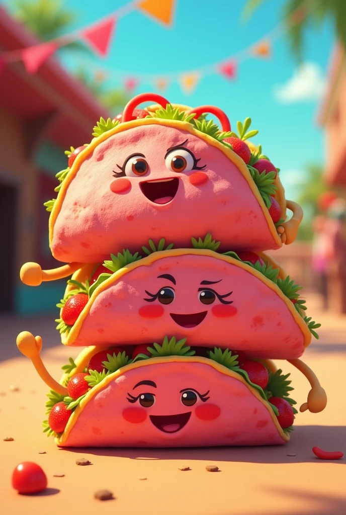 Pink tortilla tacos for an animated logo