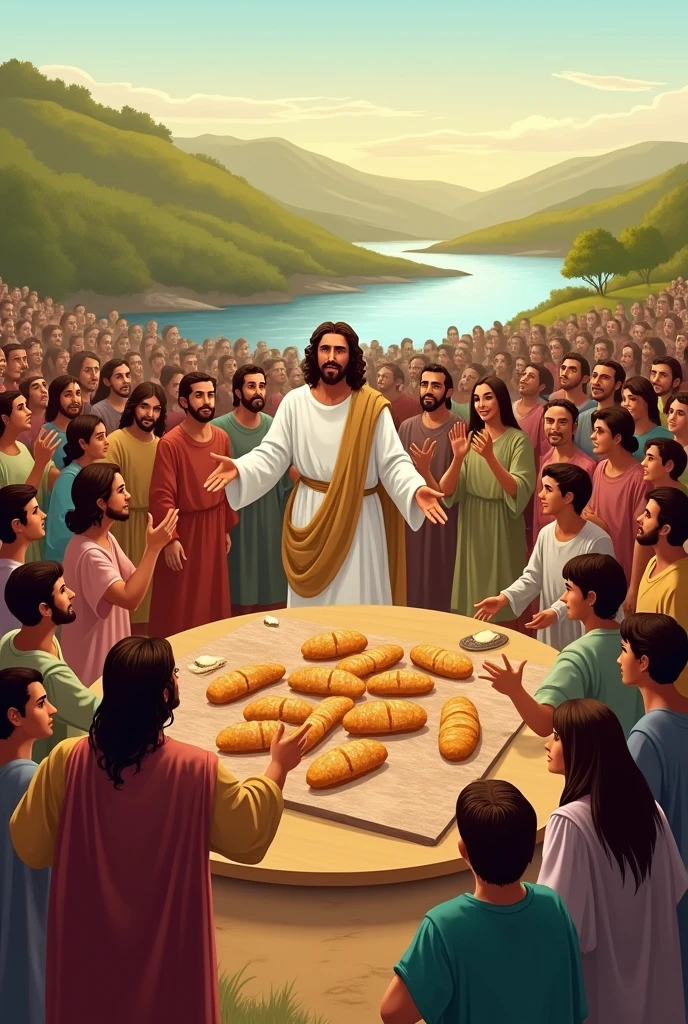 Miracle of the Multiplication of the Loaves and Fishes (Image for children)