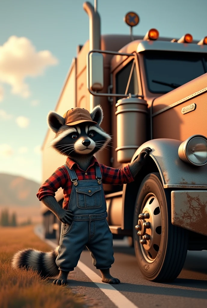 Raccoon truck driver