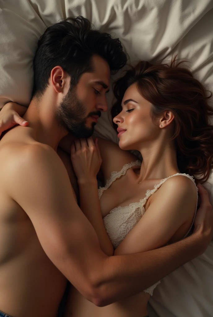 Generated an image of a sexual relationship between a man and a woman in a lying position
