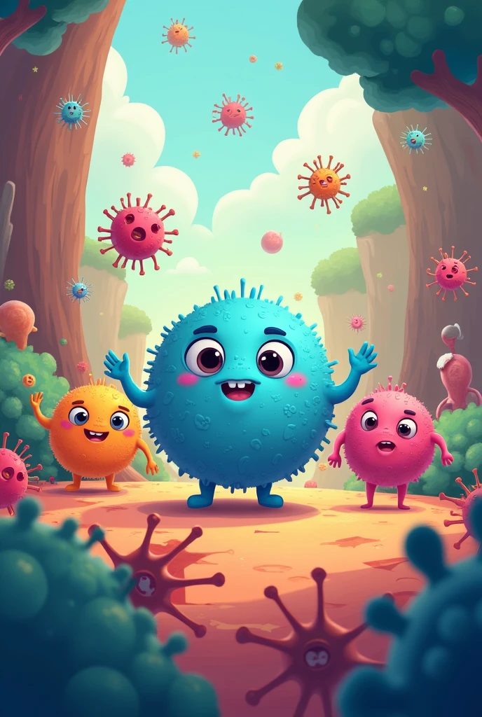 Give me an image about B lymphocytes, an animated image for 8--old ldren.