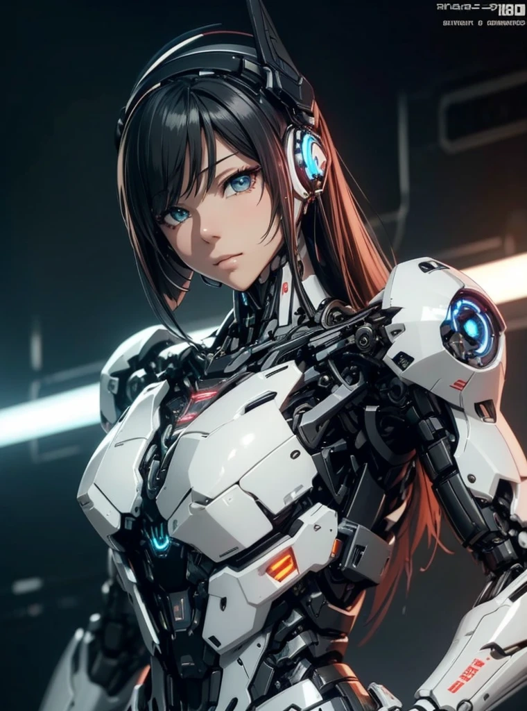 Textured skin, Super Detail, Attention to detail, high quality, 最high quality, High resolution, 1080P, hard disk, beautiful,(cyborg),(Missiles fired from the chest),(Machine guns in both hands),beautifulcyborg女性,メカcyborgガール,BATTLE MODE,Girl with a mechanical body,彼女は武器を持った戦闘用cyborgメカを身に着けている,((Cyber Headphones:1.3))、((Mechanical Headgear:1.3))