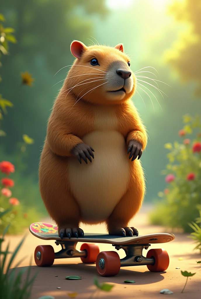 Capybara on a skateboard
