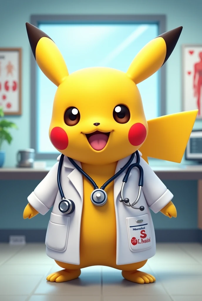 A Pikachu dressed as a nephrologist