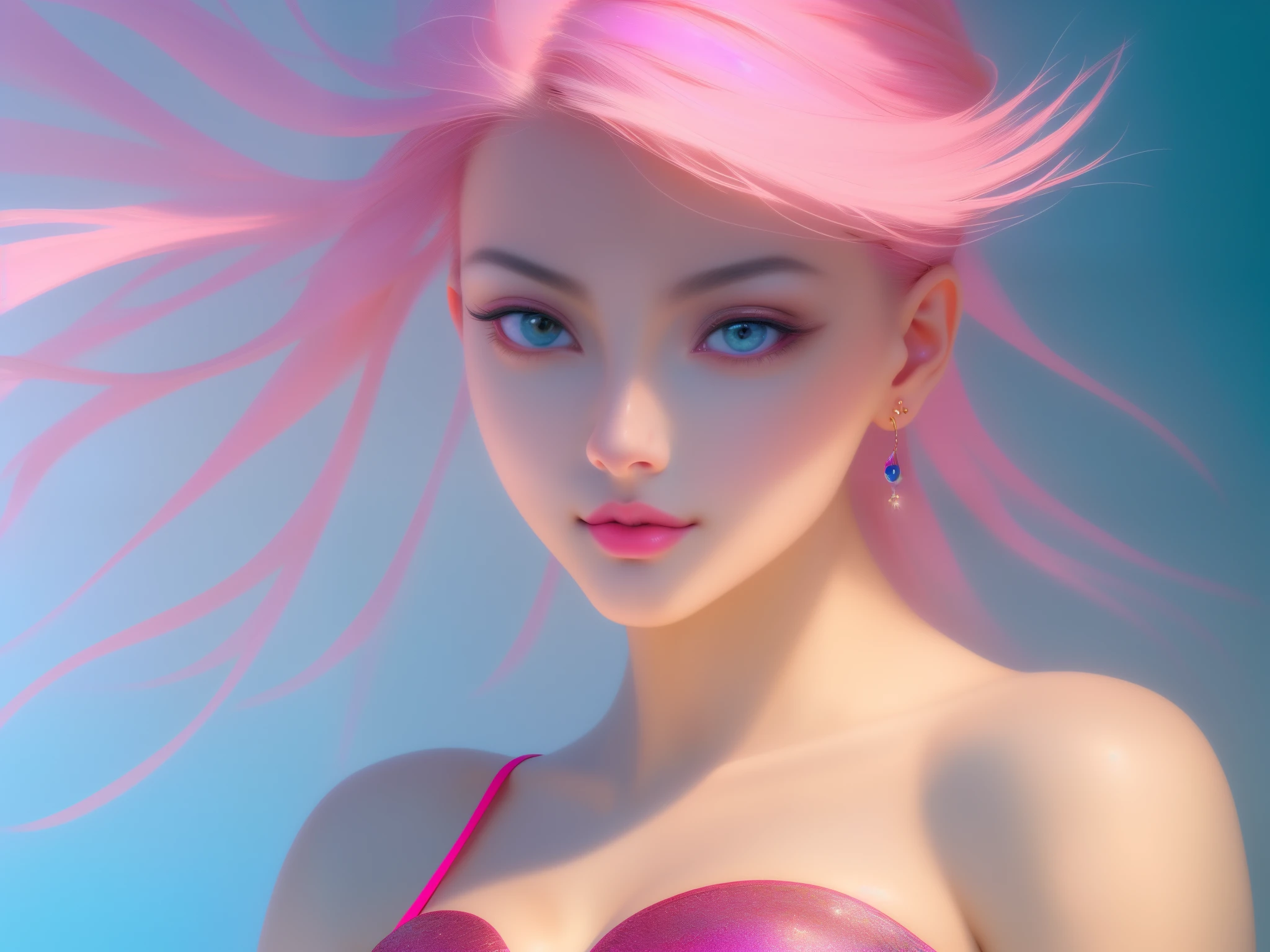 (best quality, ultra-detailed, photorealistic: 1.39), bright and vibrant colors, studio lighting, romantic expression, An effeminate girl, with a delicate and beautiful face. She is a girl who reflects seductive beauty, sparkling eyes, extremely beautiful woman, lips parted, black hair