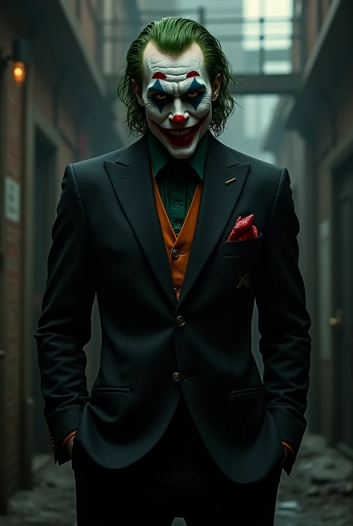 Joker in a black suit