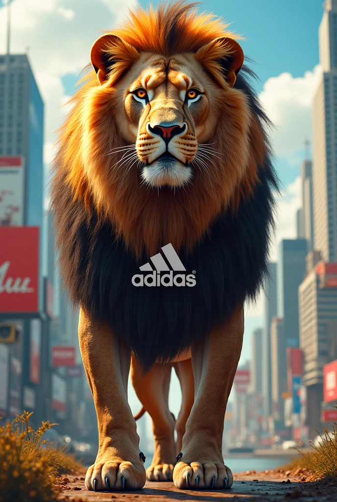 Lion with the Nike and Adidas brand