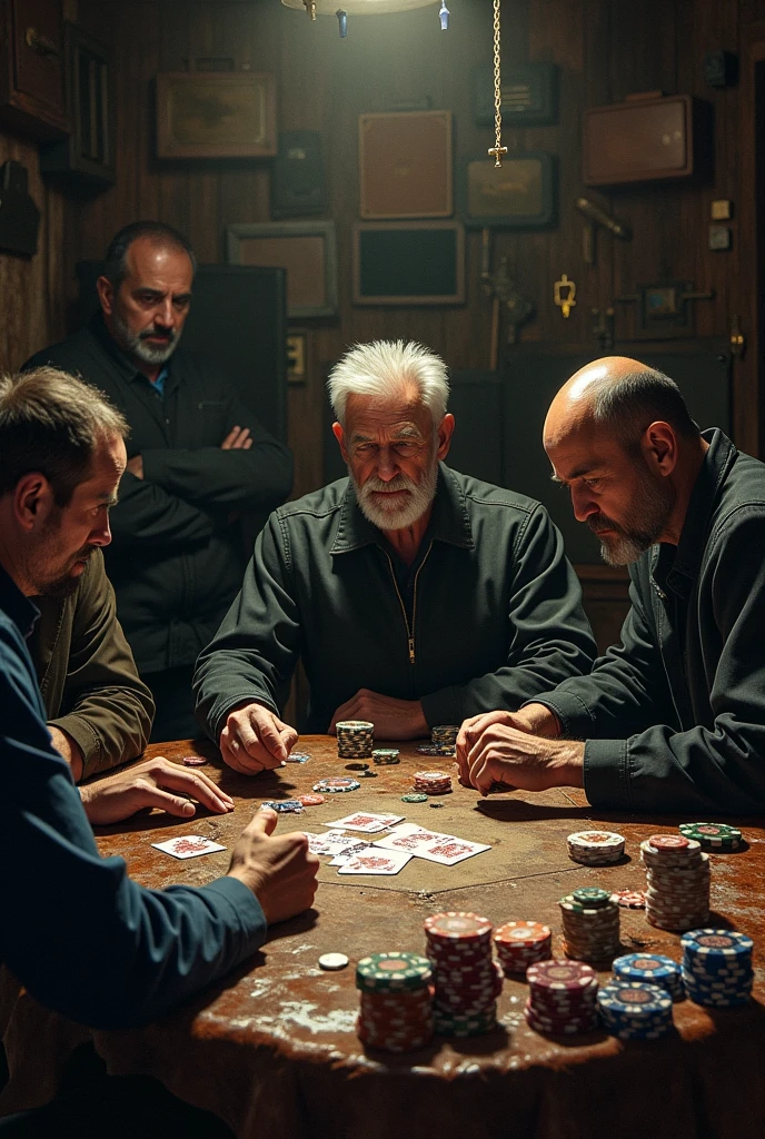 Background image have leathers , poker chips , cross