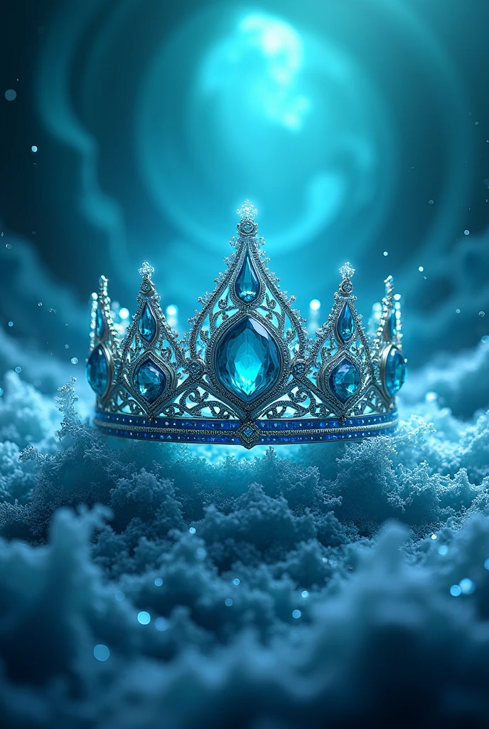 A crown with blue jewels symbolizing the waves of the sea and Yemaya
