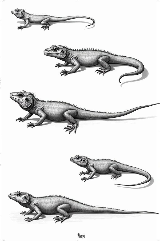 Only the genera Iguanidae Tropiduridae Polycrothidae Teiidae Alligatoridae ( full body in black and white and down below have your name)