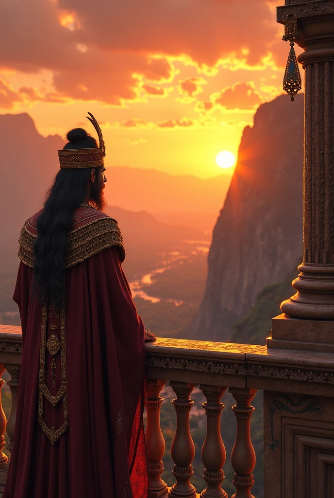 The Inca watching the sun set from his palace