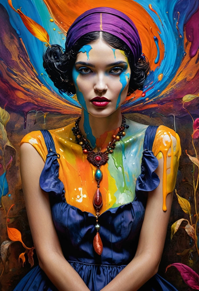 (Artistic Masterpiece of Romantic Life) ( (Themed Art of Life) ( (Conceptual Art) (NFT Exclusive) (Fauvism Work) ()”) Where visual poetry transcends traditional boundaries and embraces the dynamic interplay between creativity and technology Takes),dripping paint,darkart,style, in the style of esao andrews