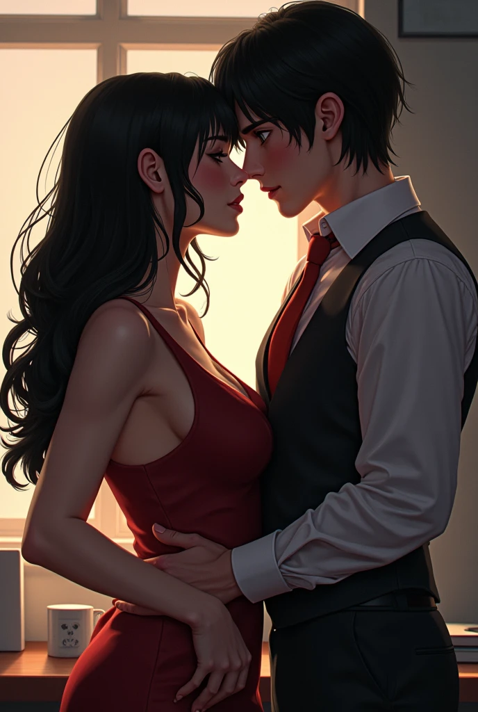 beak to beak ,NSFW, hair black, naughty secretary