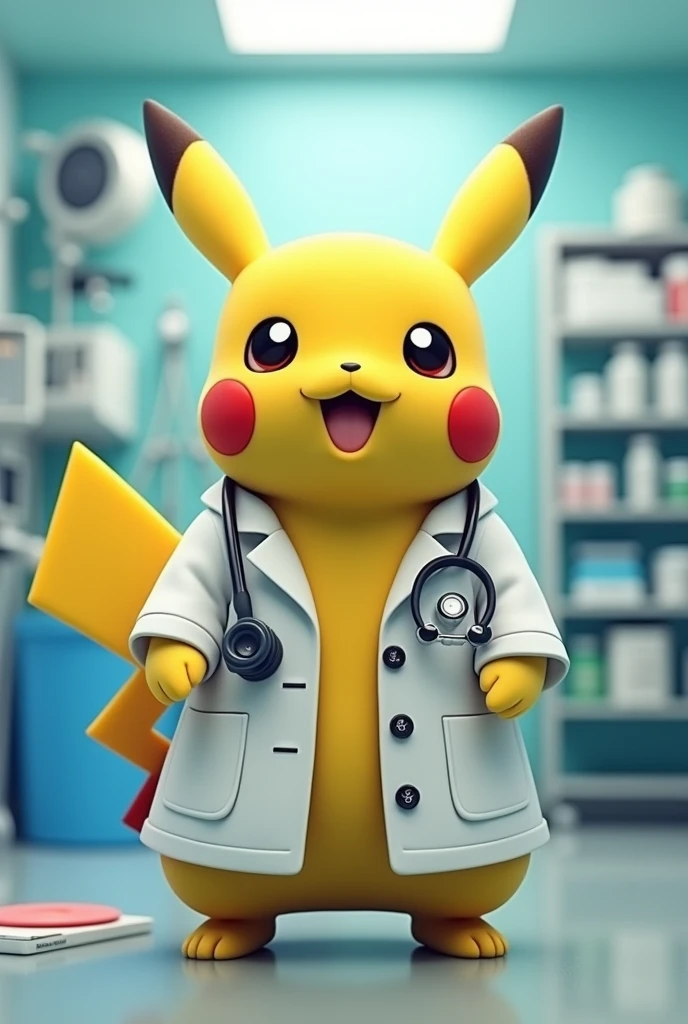 Pikachu dressed as a doctor with Nephrology stuff