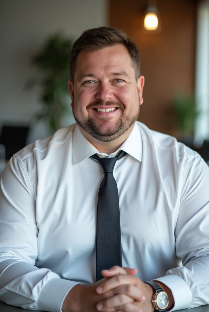 professional photo of a 30 year old chubby man in a company