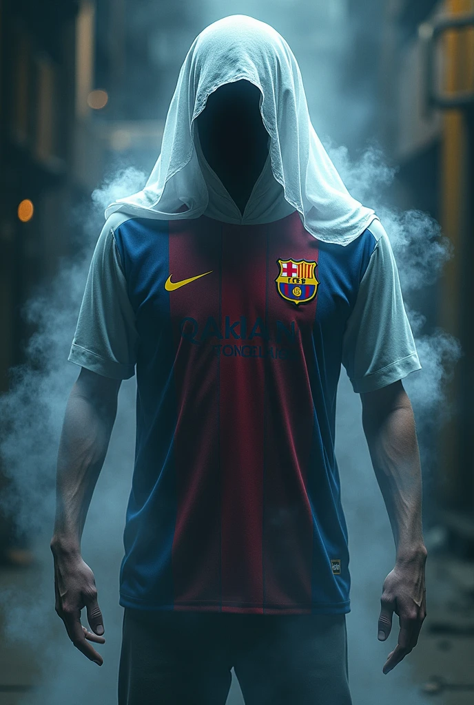 Image of a ghost from cod mobile wearing a Barcelona shirt