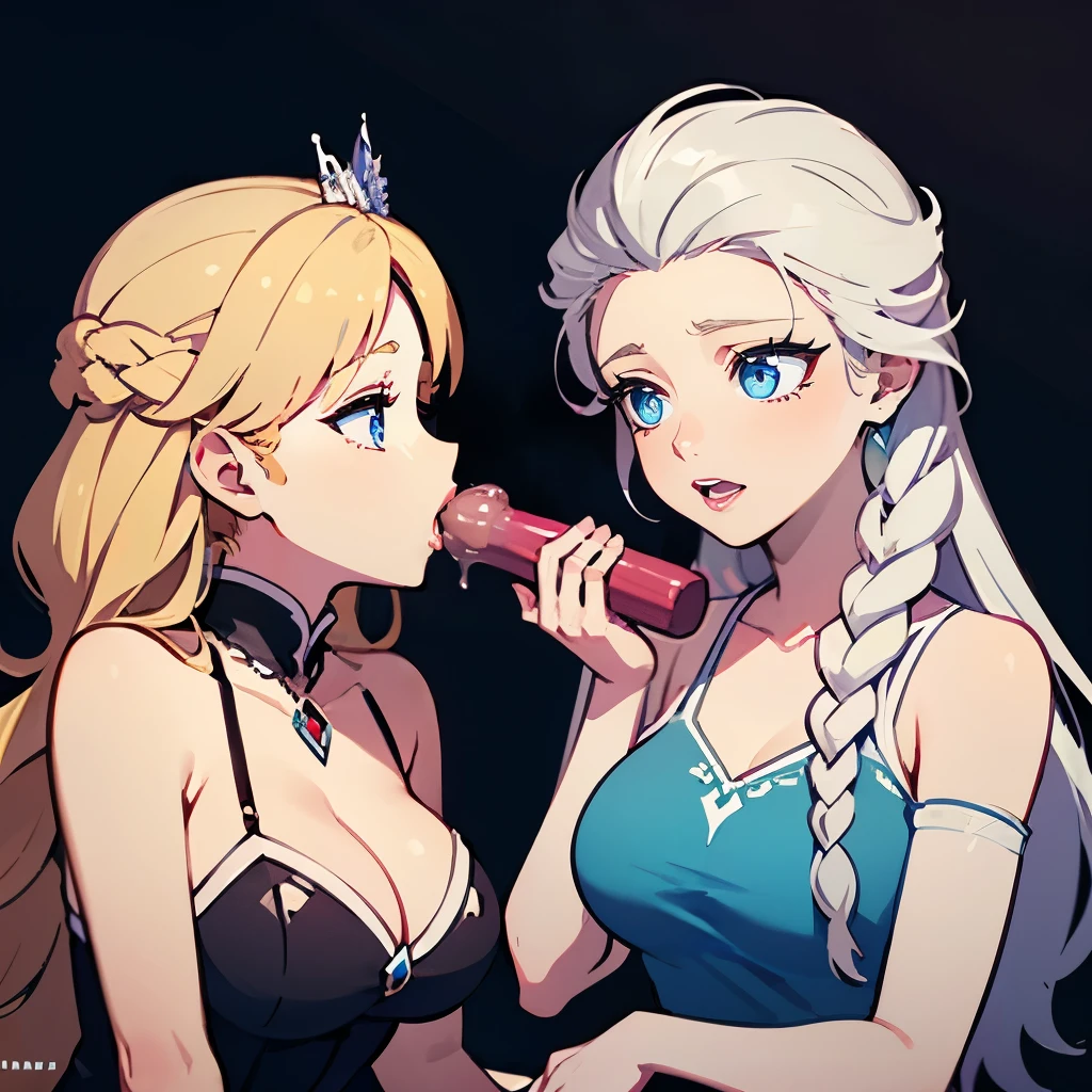Yuri, masterpiece, 2 girls, 2 girls making blow job, sexual, big breasts, fellatio, Elsa and Anna, connected, Princess Elsa, Princess Anne, Frozen, I&#39;m finishing, month full of sperm, fellatio, invasion, Licking a dick, oral, blow job, suck penis, nsfv