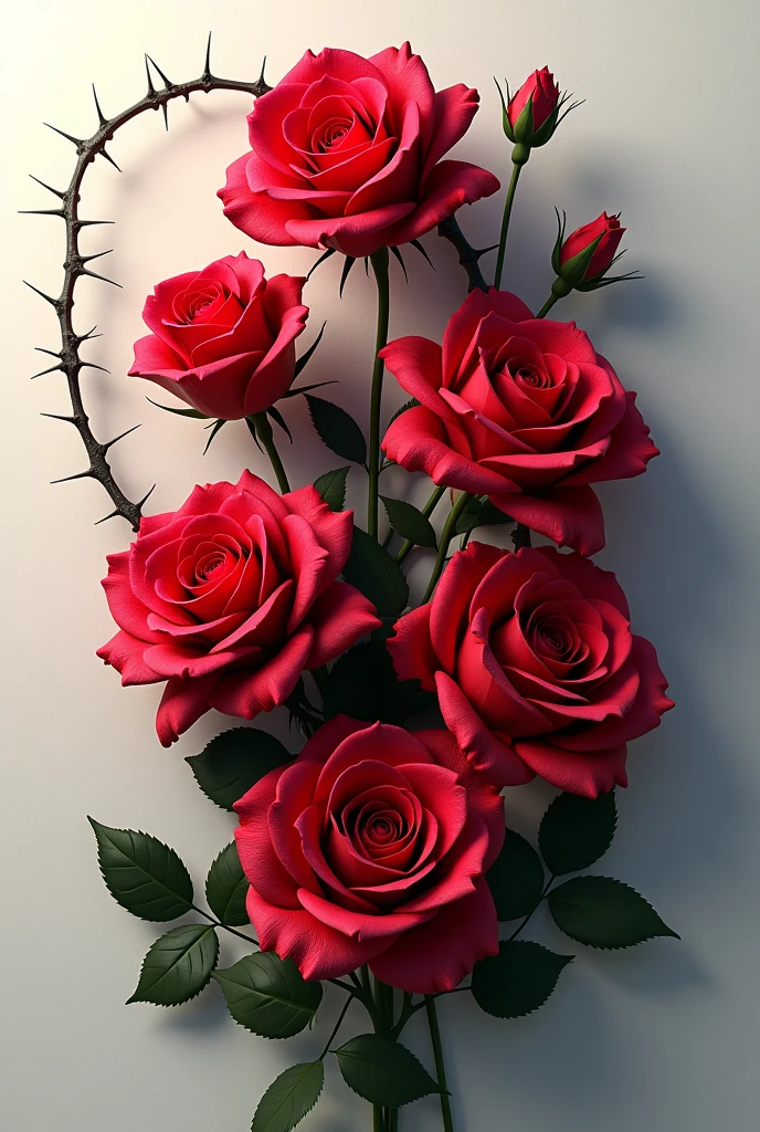 adornment of red roses and thorns