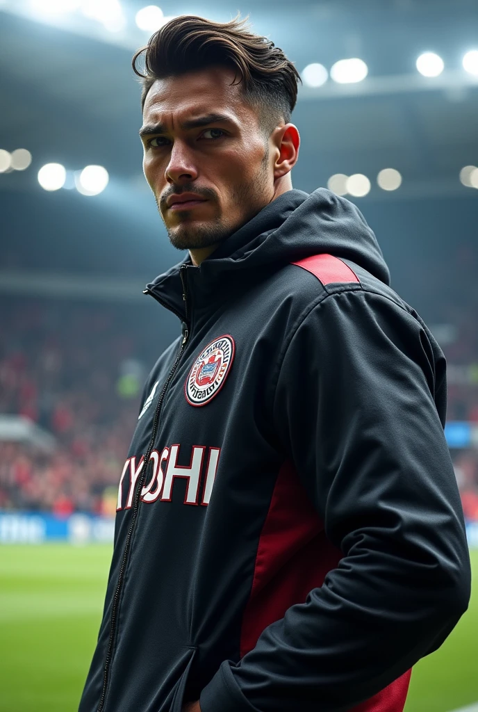 Create a professional player with, a jacket that says kiyoshi