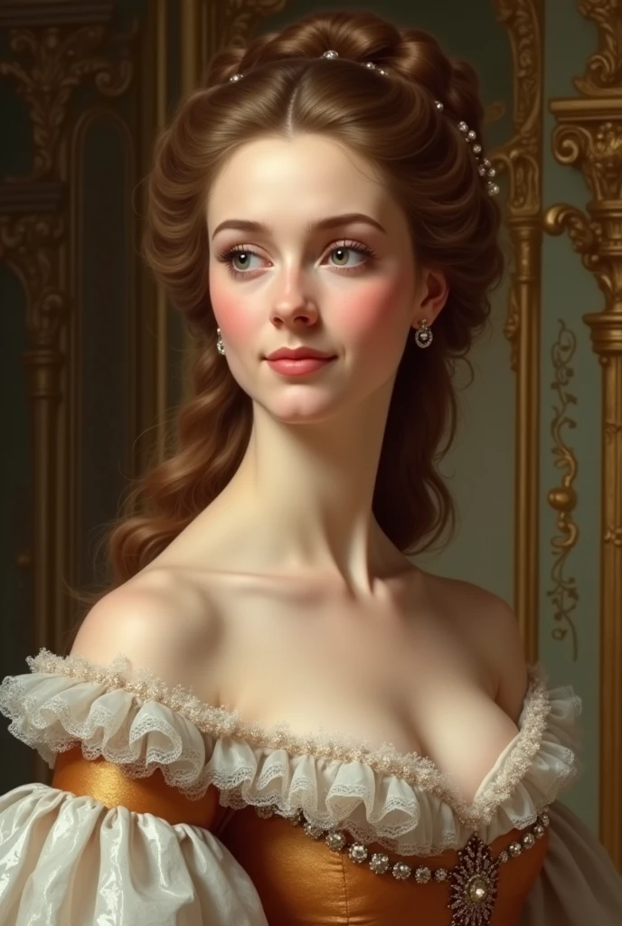 Marie Antoinette with brown hair and a rounder face