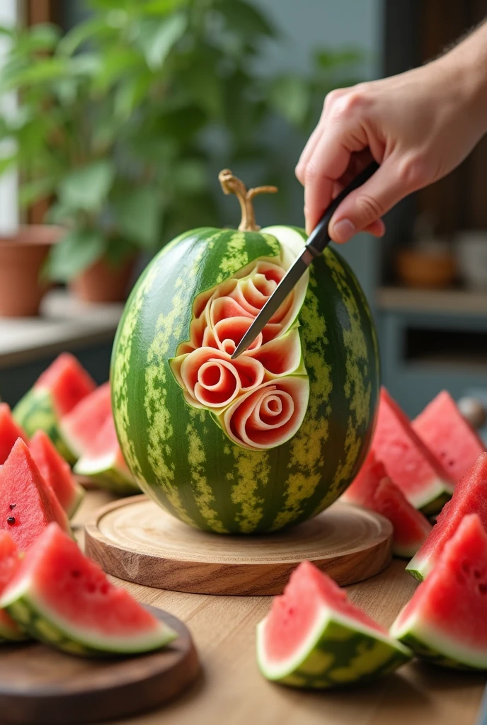 Watermelon cutting art