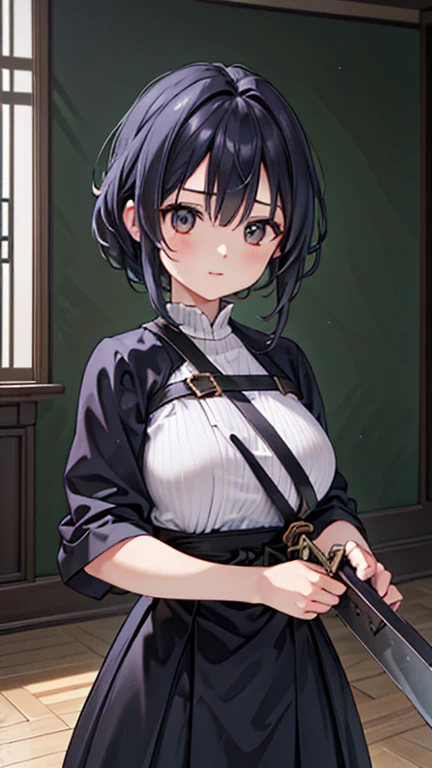 best quality, high quality, ultra quality, 8k, masterpiece, detailed, extremely detailed, insanely detailed, ultra detailed, ultra highres ,exquisite,
lifelike Images,cinematic experience,UHD picture,Realistic,photorealistic,hyperrealistic,vivid,RAW photo,shot by DSLR, (Giant sword:1.2), (a female swordsman with a very large sword)