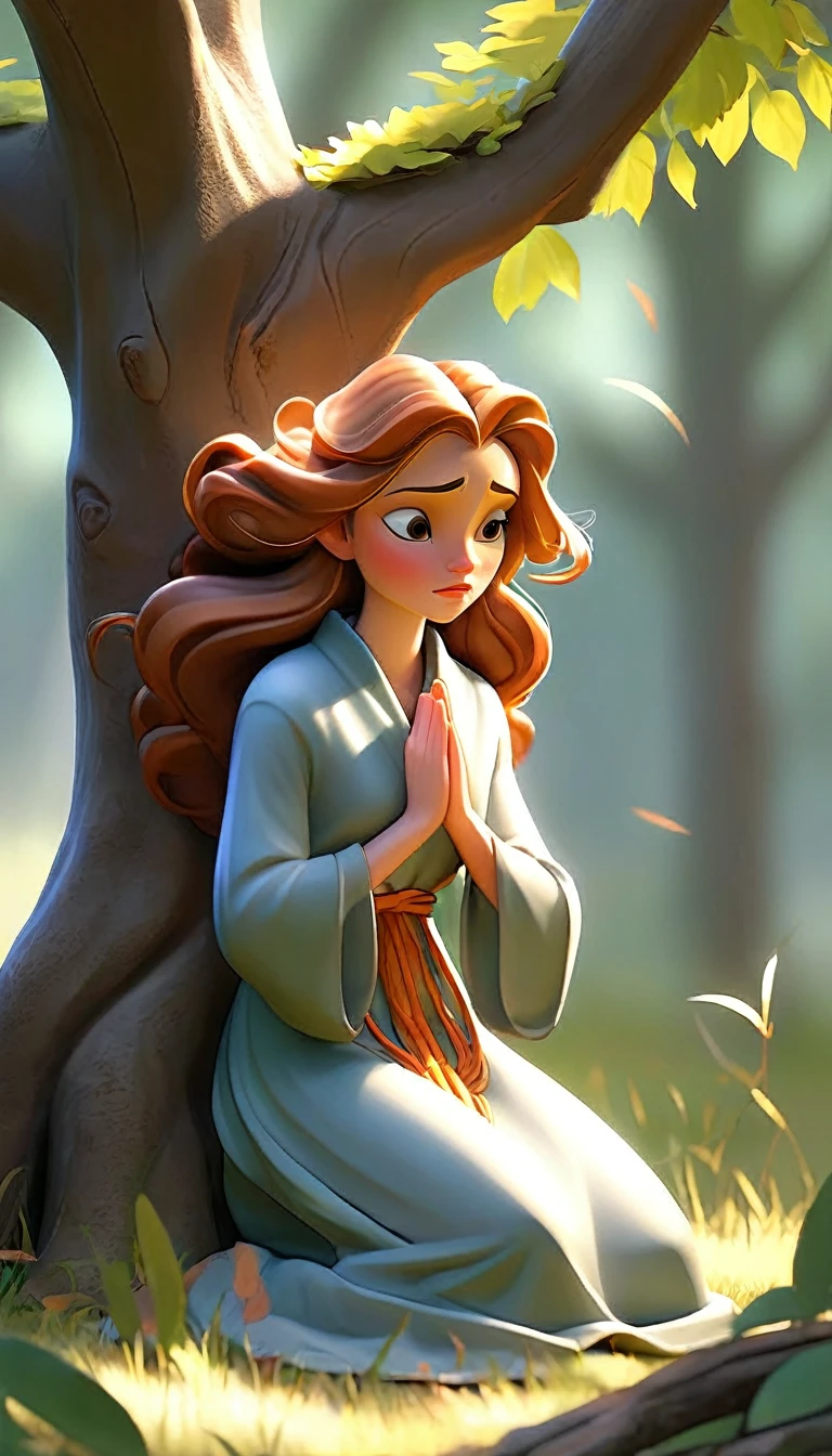 Sob a serene glass, on a peaceful day, a woman kneels, in voracious prayer. Bible in hands, words of light, seek the comfort that faith always translates. The shadow of the tree, shelter and refreshment, a sacred encounter, an ethereal moment. With eyes closed and heart open, pray with fervor, look for the right path. Every leaf that falls, a divine whisper, guiding your words, showing the destination. On sacred ground, your soul surrenders, to God omnipresent, his life he extends. under the tree, symbol of life and shelter, a woman and her faith, in an old dialogue. kneeling in prayer, her strength she renews.