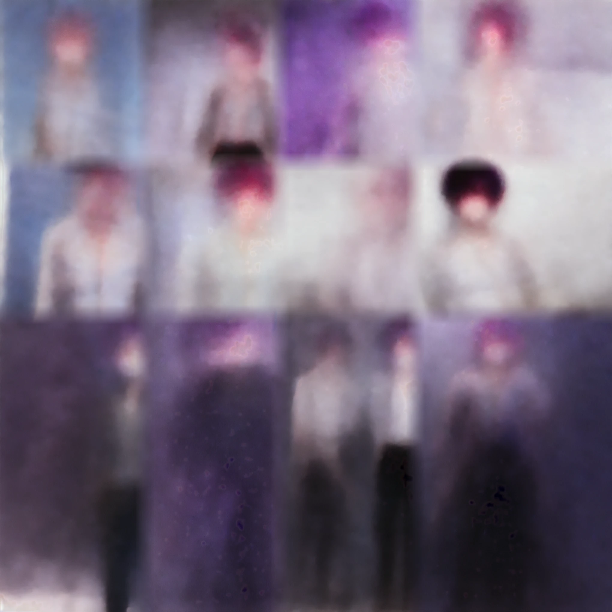 an 18 year old human with purple hair who is not muscular but not fat with white skin, purple eye color, button-down shirt, gold necklace, black pants with sleeves at the ends of the pants and shirt pulled up, black rich shoes and a black sword with black wave details around his waist, a purple sock.