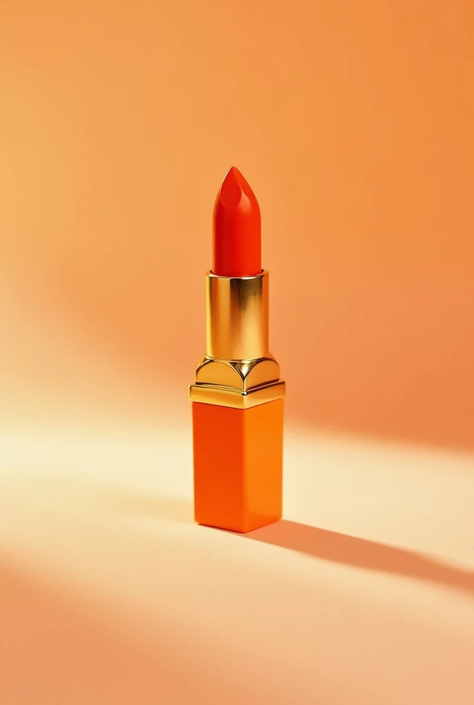 Create a lipstick image, little, with a golden lid of an orange color