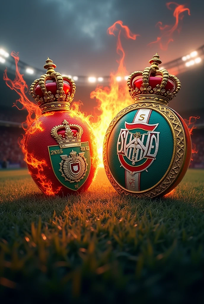 Flamengo's crest against the crest of Bolívar from Bolivia 