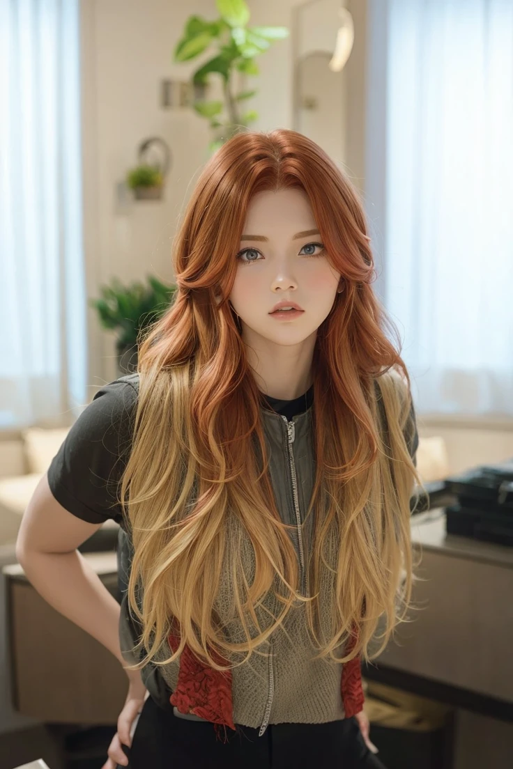 Red hair, Eyes red