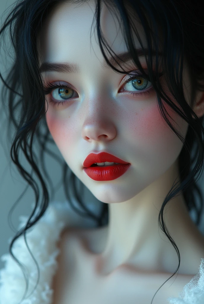 a sexual snow white girl, full body, sensual, hyper realistic, 1girl, beautiful detailed eyes, beautiful detailed red lips like blood, her skin white as snow, extremely detailed face and body, long eyelashes, cinematic lighting, photorealistic, 8k, (best quality, 4k, 8k, highres, masterpiece:1.2), ultra-detailed, (realistic, photorealistic, photo-realistic:1.37), sharp focus, physically-based rendering, professional