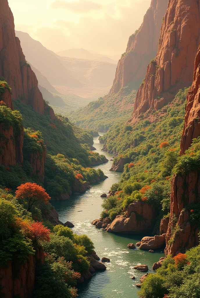 Mars with plants and rivers