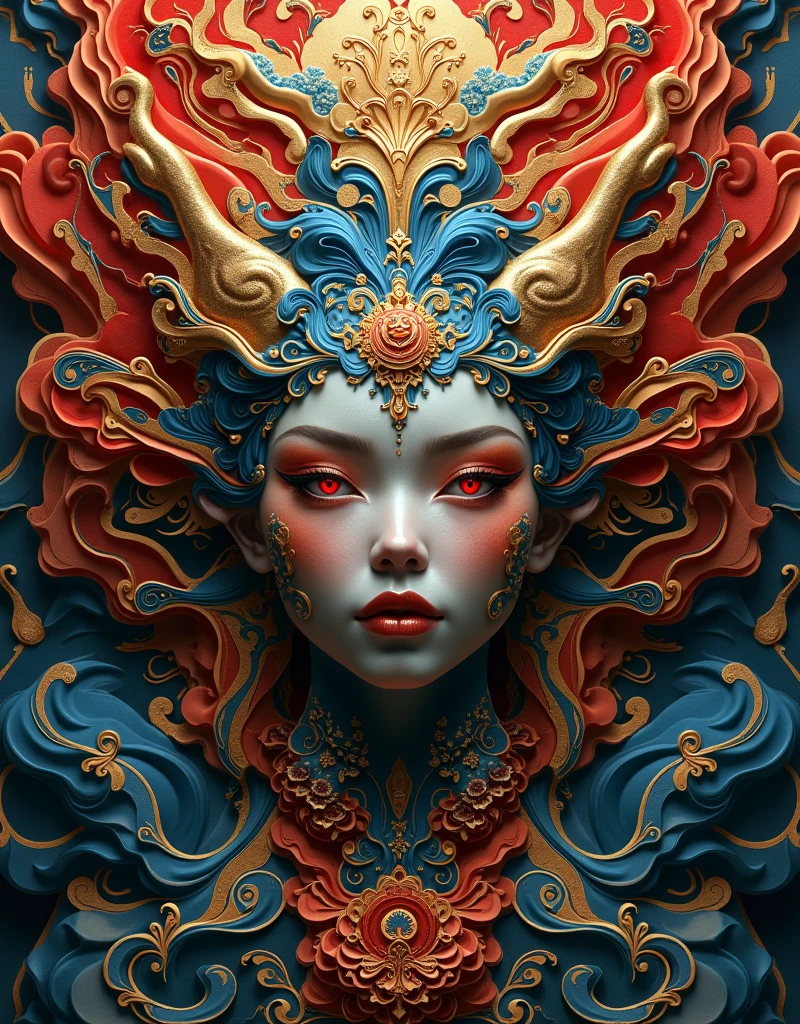 (Masterpiece Art:1.4), (ultra-high-definition:1.4), (exceptional quality:1.4), a visually stunning and highly detailed composition that embodies artistic excellence, featuring intricate details and rich textures, (dynamic and harmonious color palette:1.2), (vivid reds, deep blues, radiant golds, and subtle gradients:1.2), (a balanced and captivating composition with complex patterns and forms:1.2), (masterful use of light and shadow to create depth and contrast:1.2), (emphasis on fine details and meticulous craftsmanship:1.2), (background with subtle yet engaging elements that enhance the focal point:1.2), (expressive and evocative subject matter that captures the viewer’s imagination:1.2), (highly polished and refined execution:1.2), (stunning visual impact with a sense of grandeur and sophistication:1.2), perfect image quality, (unique and original artistic vision:1.2), (elegant and timeless aesthetic), reflecting the pinnacle of artistic achievement, offering a profound and immersive experience**
**Negative Prompt:**
**(Avoid:1.4), (blurry:1.4), (low quality:1.4), (lack of detail:1.4), (flat or unbalanced composition:1.2), (dull or uninspired colors:1.2), (absence of depth or contrast:1.2), (generic or repetitive patterns:1.2), (poorly rendered textures:1.2), (disconnected elements:1.2), (harsh or unnatural lighting:1.2), (simplistic or unrefined execution:1.2), (lack of originality or creativity:1.2), (unpolished or rough appearance:1.2), (absence of intricate details:1.2), (monotonous or lifeless subject matter:1.2), (inconsistent style or technique:1.2), (washed-out or overly bright colors:1.2)*