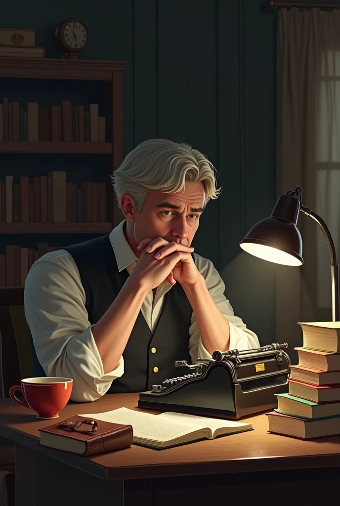 Male writer writing a story